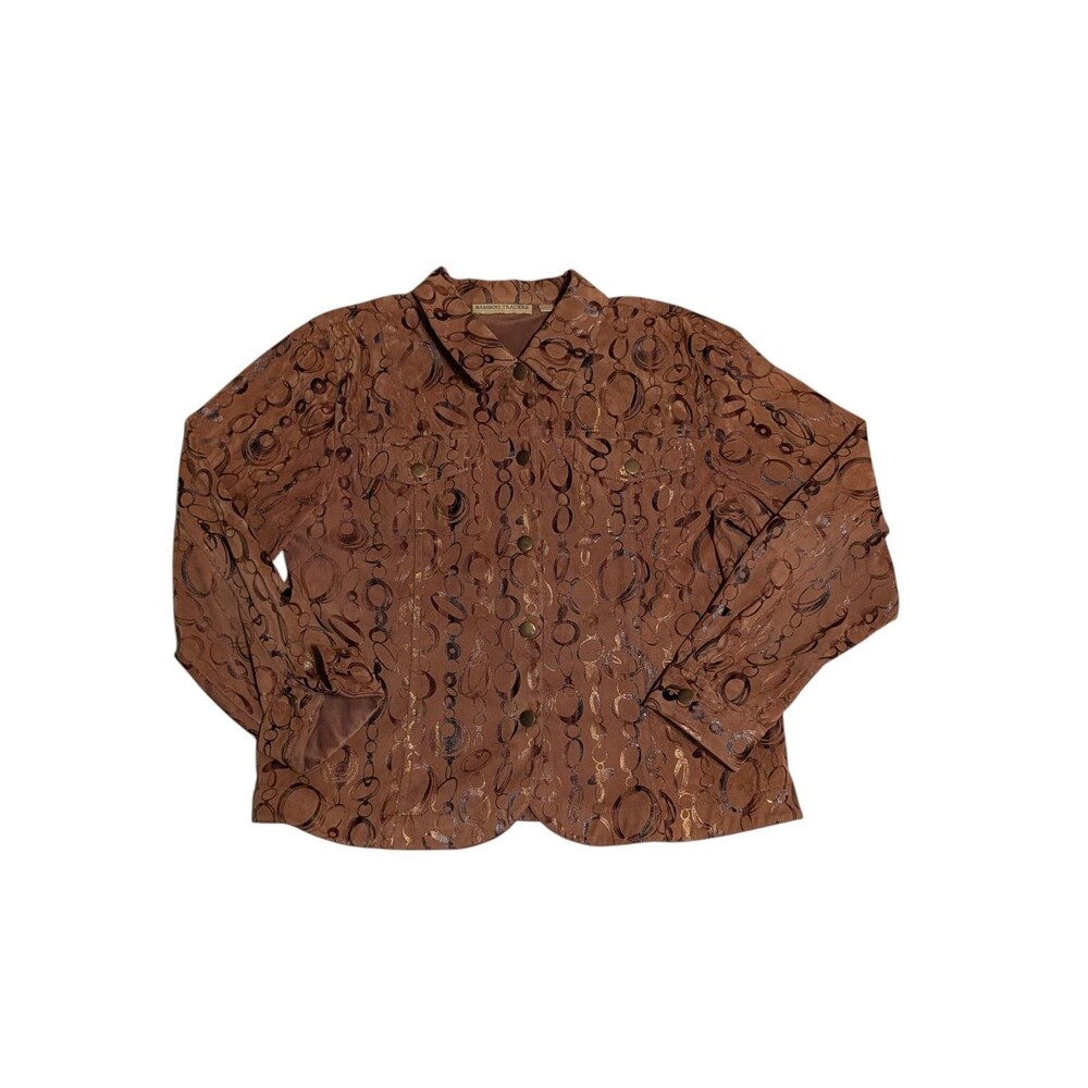 Women’s Bamboo Traders SZ L Jacket Microfiber Collar Brass Snaps Pockets - Picture 1 of 11